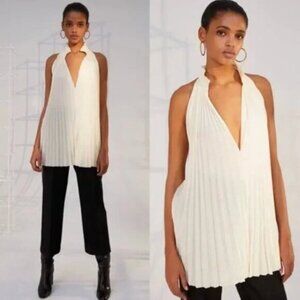 Aritzia Babaton 1-01 Navy Pleated Guell Blouse Navy Blue Pleated Camisole